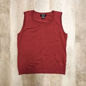 August Silk Maroon Sweater Vest Silk Blend